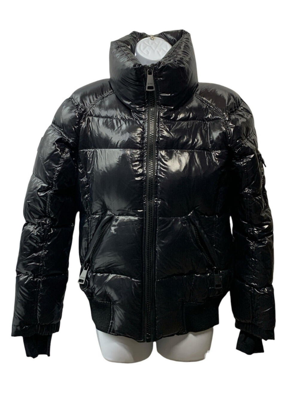 SAM. New York Freestyle Down Puffer Jacket Womens Black Zipped Pocket Full Zip M